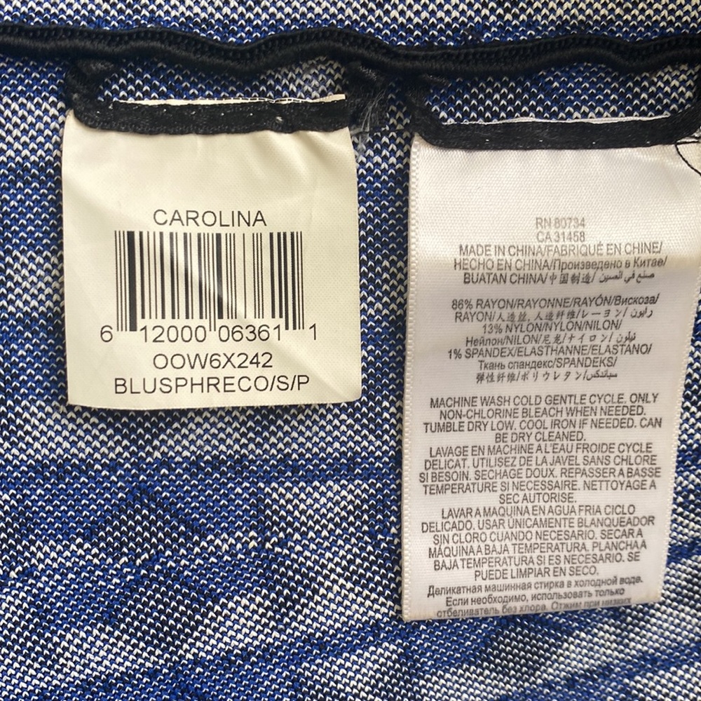 BCBG MAXAZRIA Y2K blue/black/white print knit mini jumper/dress, Size S - Picture 8 of 8